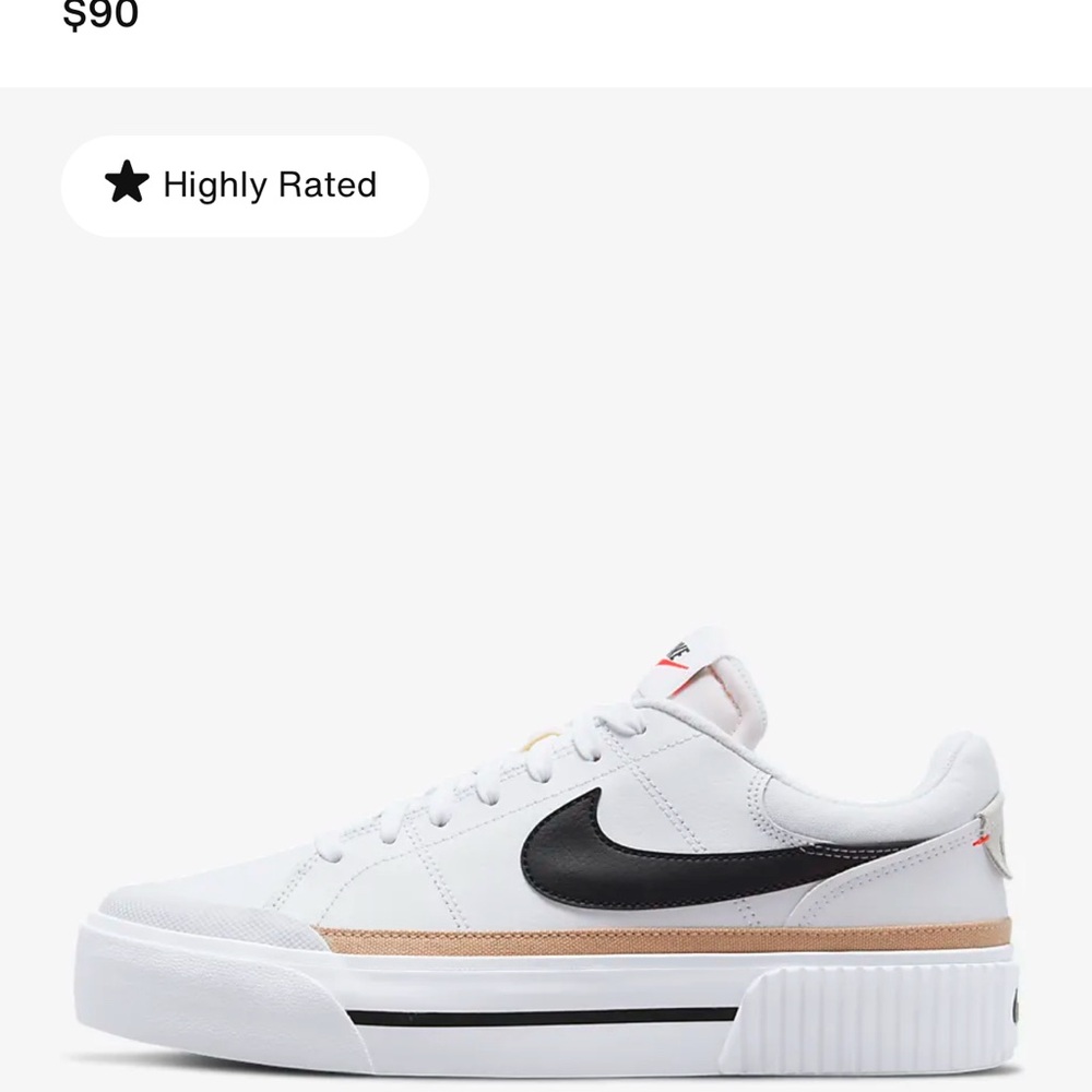 Nike Court Legacy Lift White and Black  Sneakers women’s size 6.5